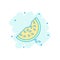 Cartoon colored watermelon icon in comic style. Juicy ripe fruit