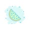 Cartoon colored watermelon icon in comic style. Juicy ripe fruit