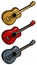 Cartoon colored wooden acoustic guitar set