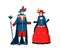 Cartoon colorful couple wearing festive costumes for Venetian carnival vector flat illustration. People in apparel for