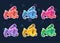 Cartoon colorful fish stickers set.