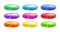 Cartoon colorful glossy oval buttons set.