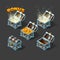 Cartoon colorful isometric chest set with bonus.