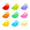 Cartoon colorful jelly candies set.