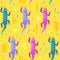 Cartoon colorful pattern with cute lizards