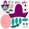 Cartoon colorful pirate in hat with skull - cut and glue game for kids vector illustration