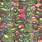 Cartoon colorful psychedelic horizontal wavy seamless pattern