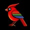 Cartoon colorful red cardinal, isolated on black background. Generative AI