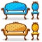 Cartoon colorful Retro chair and sofa