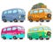 Cartoon colorful retro van bus with peace sign