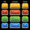 Cartoon colorful stone square buttons for game