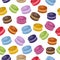 Cartoon Colorful Sweet Macaroons Seamless Pattern
