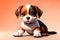 Cartoon comic book smile young puppy dog brown white clipart
