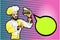 Cartoon comic chef on halftone background.handsome chef.