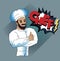 Cartoon comic chef on halftone background.handsome chef.