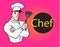 Cartoon comic chef on halftone background.handsome chef.