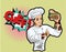 Cartoon comic chef on halftone background.handsome chef.