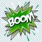 Cartoon comic graphic design for explosion blast dialog box background with sound BOOM.