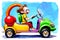 Cartoon comic smile child play toy bumper car scooter activity