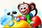 Cartoon comic smile toy bumper car monkey carnival fun