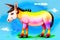Cartoon comic smile vibrant watercolor art color sketch burro donkey horse