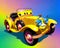 Cartoon comic smile vintage car classic funny luxury smiling roadster