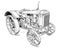 Cartoon or Comic Style Drawing of Old or Vintage Tractor