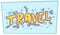 Cartoon comic Travel yellow text design vector