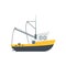 Cartoon Commercial Fishing Ship Isolated on a White Background. Vector