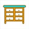 Cartoon commode with lot of drawers isolated illustration