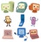 Cartoon computer and phone face icon