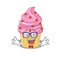 A cartoon concept of Geek strawberry cupcake design