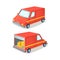Cartoon concept of transportation truck. Delivery van front and back view . Vector illustration.