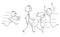 Cartoon of Confident Man or Businessman Walking Slowly With People Hurrying in Stress Around