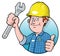 Cartoon construction worker logo