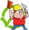 Cartoon construction worker logo