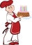 Cartoon cook with birthday cake