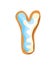 Cartoon cookies font. Confectioners stylized capital letter Y. Vector english ABC baking in colored glaze. Creative