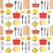 Cartoon Cookware Background Pattern. Vector