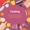 Cartoon Cookware Banner Card. Vector