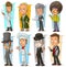 Cartoon cool funny different characters vector set