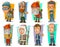 Cartoon cool funny different characters vector set