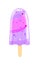 Cartoon cool popsicle. Sweet ice cream isolated on the white background.