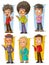 Cartoon cool retro disco dancers character vector set