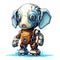 Cartoon cool robots. Funny cyborgs. AI Generated