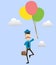 Cartoon Cop Policeman - Flying with Balloons