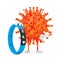 Cartoon Coronavirus COVID-19 Virus Mascot Person Character with Blue Fitness Tracker. 3d Rendering