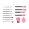 Cartoon Cosmetic Makeup Brush Color Icons Set. Vector