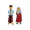 Cartoon Couple Moslem People Islamic Element Template