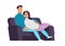 Cartoon couples. Man and woman in love. Romantic relationship. Characters sitting on couch and hugging. Newlyweds